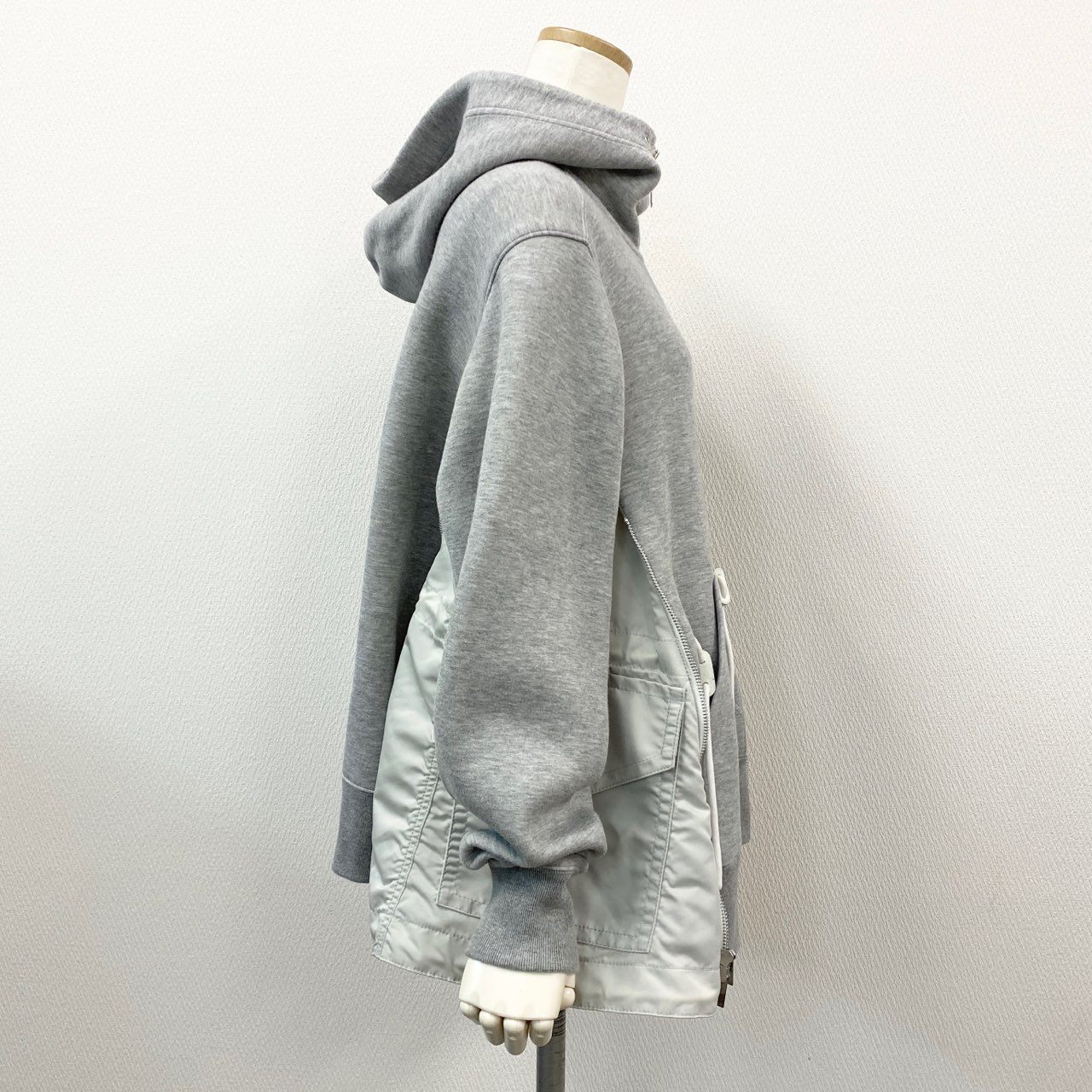 56l18 sacai サカイ Sponge Sweat × MA-1 Zip Up Hoodie ドッキングパーカー SCW-070 3 グレー AD2022 再構築 日本製