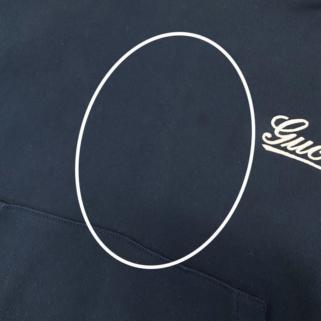 29a9 GUCCI グッチ コットンジャージー フーデット スウェットパーカー 長袖 胸元ロゴ刺繍 レディース 女性用 XS ネイビー コットン100％o07t