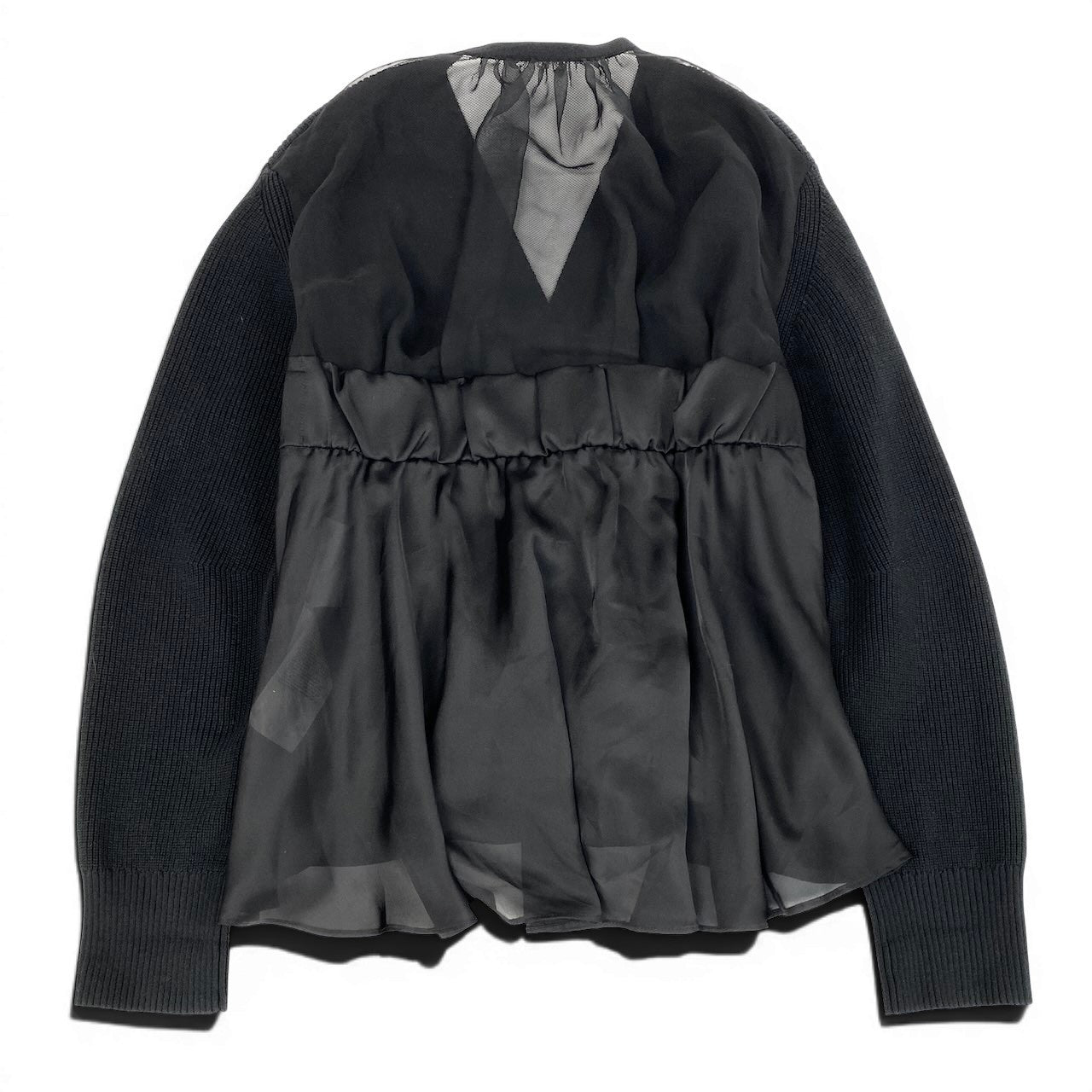 Ad23 sacai サカイ 23ss ニット サテン カーディガン ロングスリーブ 23-06500 サイズ1 ブラック レディース 女性用k02ik02i