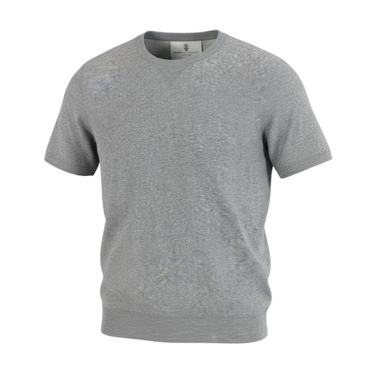 Me25 BRUNELLO CUCINELLI ブルネロクチネリ Vガゼット リブ切替 半袖Tシャツ サイズXL グレー コットン100％ メンズ 紳士服k02i