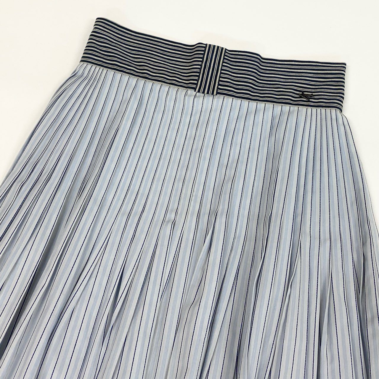 Cb9 《美品》 CHANEL シャネル 2008 クルーズライン タックプリーツスカート フレアスカート P32213 34 ブルー コットン レディースta1