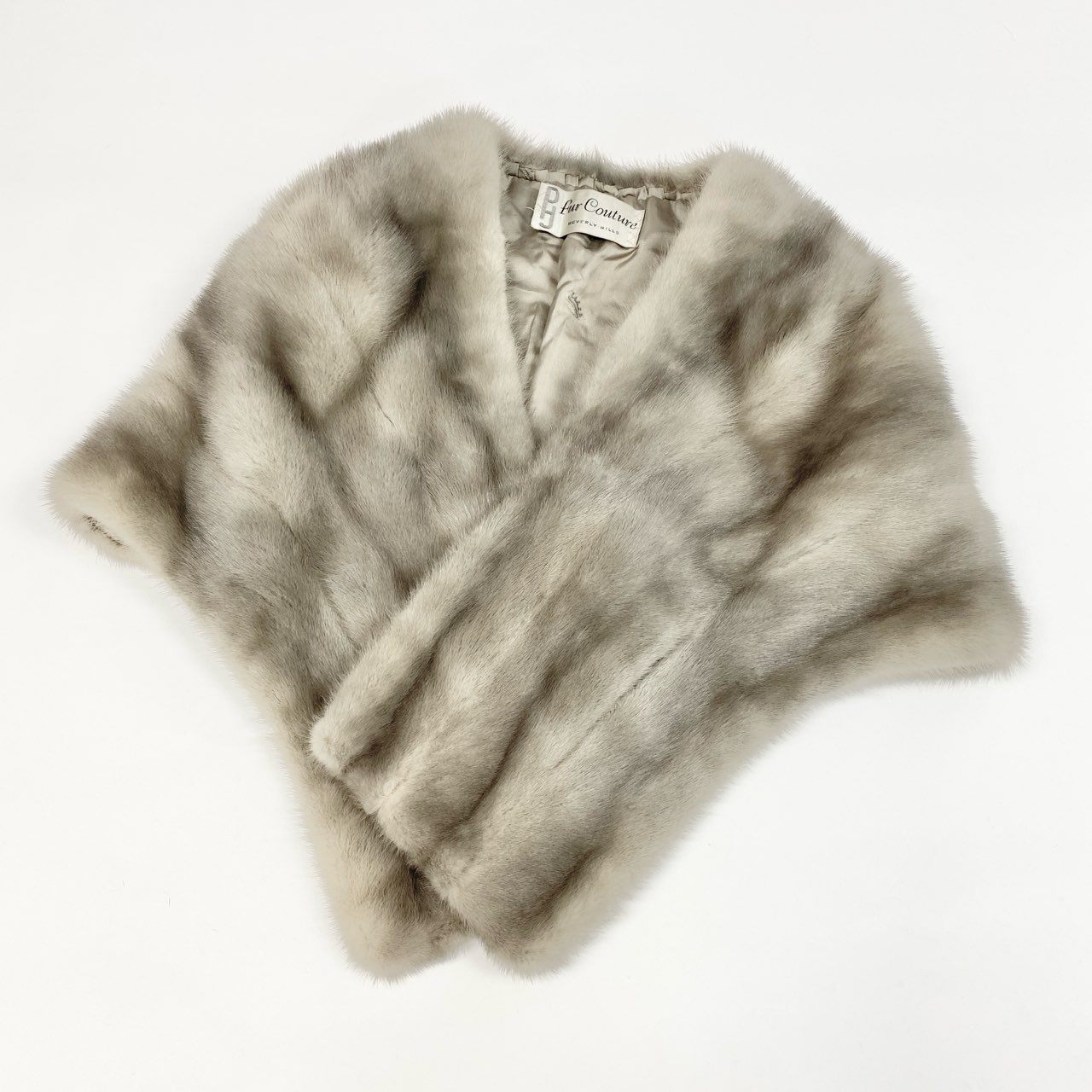 50j23 Fur Couture BEBERY HILLS 最高級毛皮 サファイアミンク ミンクファー 毛皮マフラー 大判ティペット シルバーグレー ミンクファー レディースu02t