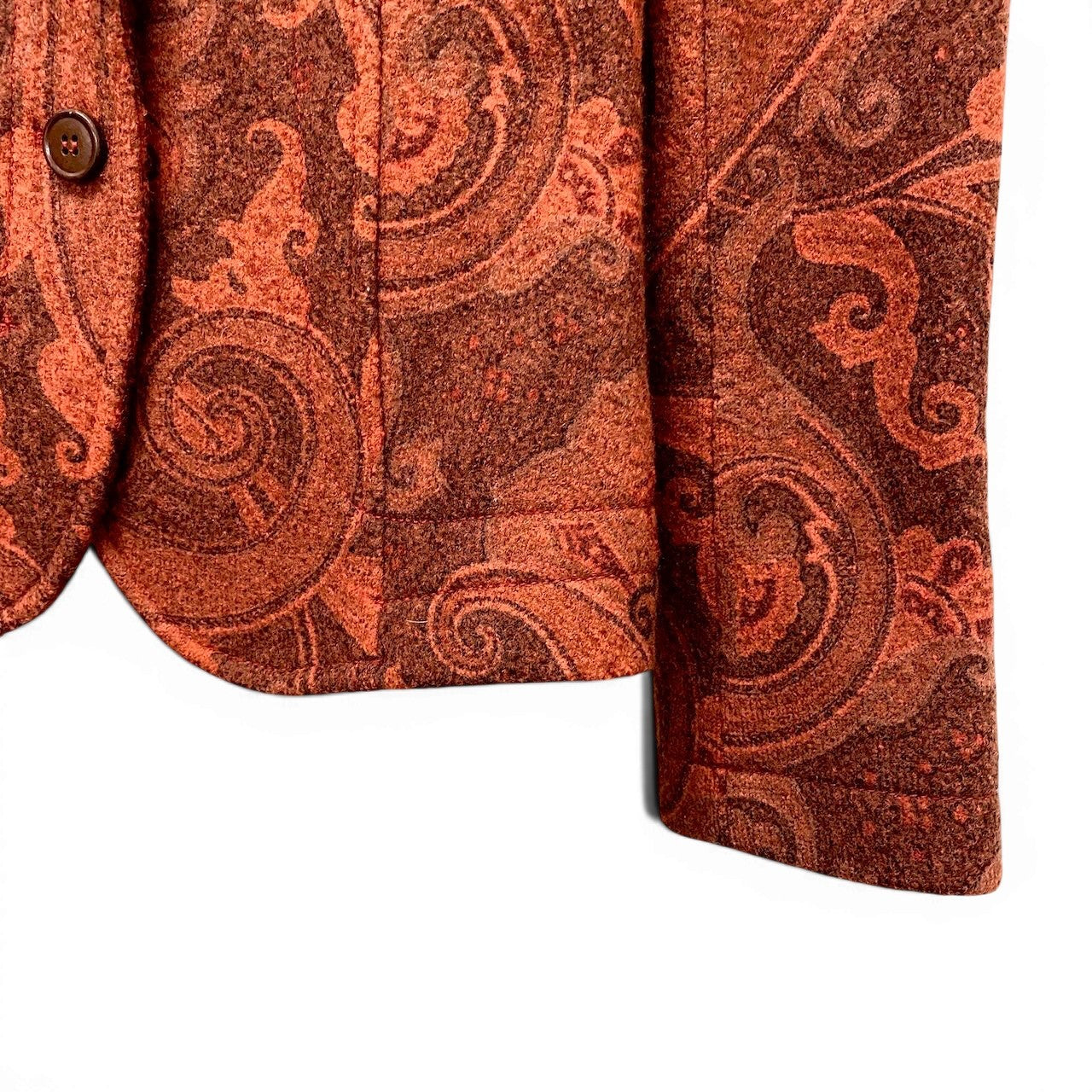 9f17 ETRO エトロ テーラードジャケット ウールジャケット ペイズリー柄 総柄 サイズ44 オレンジ ブラウン レディース 女性用u02t