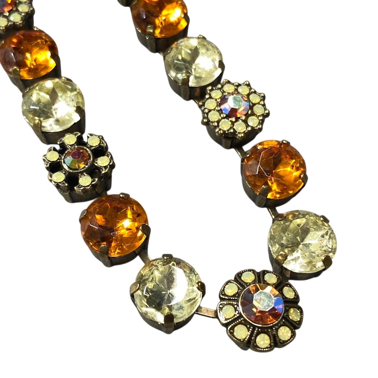 h11 ⑦ 《美品》 Mariana マリアナ 天然石 × クリスタル ビジュー イエロー オレンジ アクセサリー ジュエリー アンティークt18r