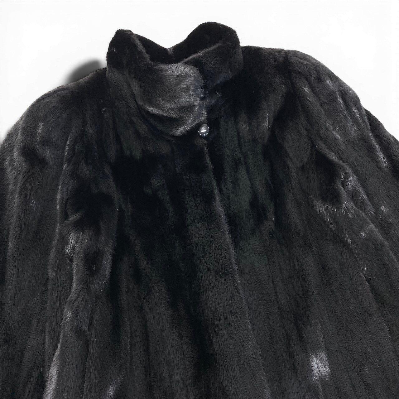 34g1 SAGA MINK サガミンク ダークミンク ロングコート 袖ボタン サイズ11 ブラック 最高級本毛皮 Mink Fur Long Coatt18r
