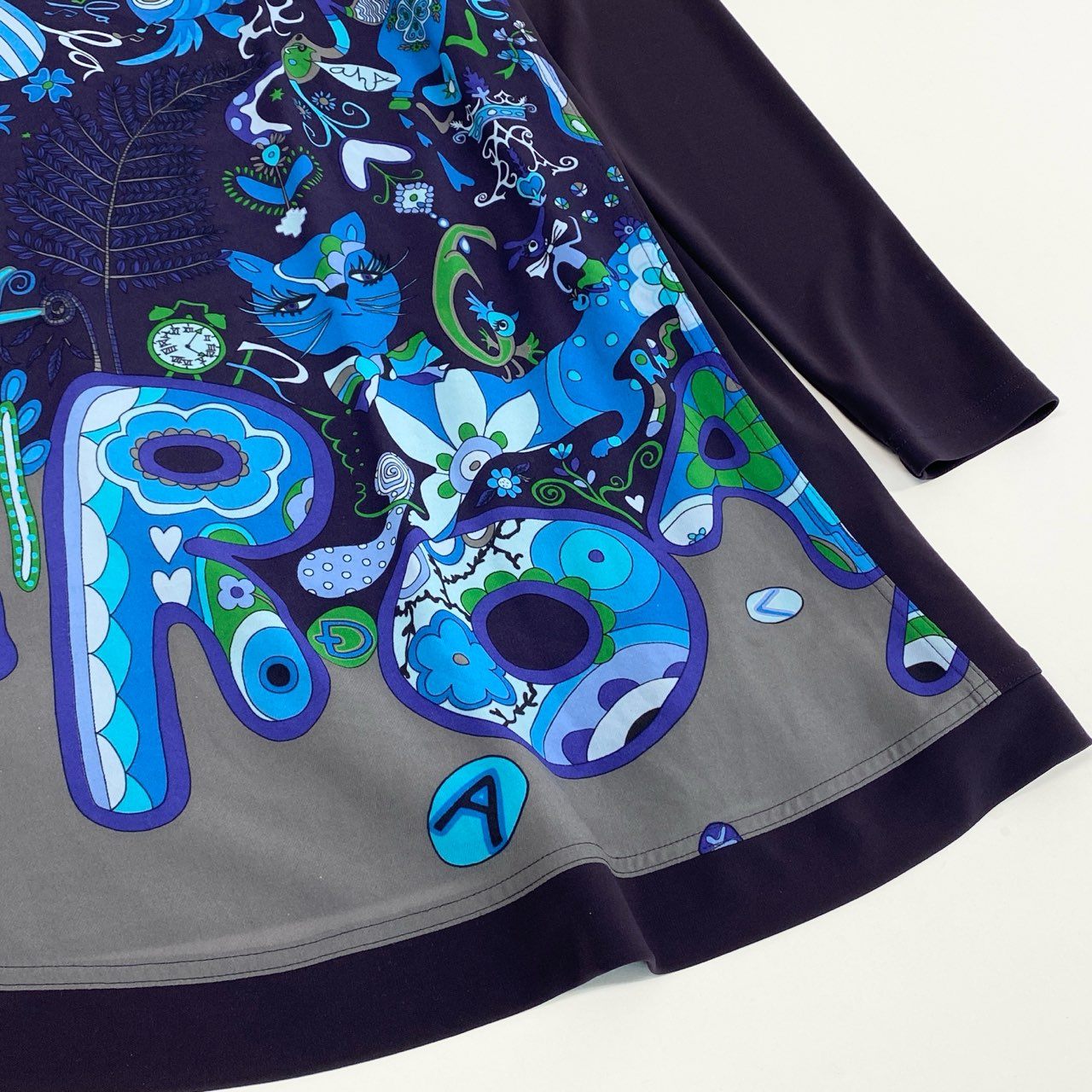 56k27 TOKUKO 1er VOL トクコプルミエヴォル 長袖ワンピース ロングワンピース Aライン 伸縮ストレッチ 9 パープル レディースu02t