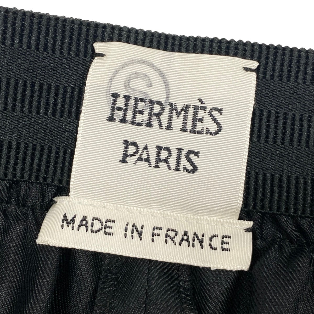 h17 【極美品】HERMES ソルド品 ワイドスラックス 34サイズ ブラック シルク100％ レディース 女性用k02i