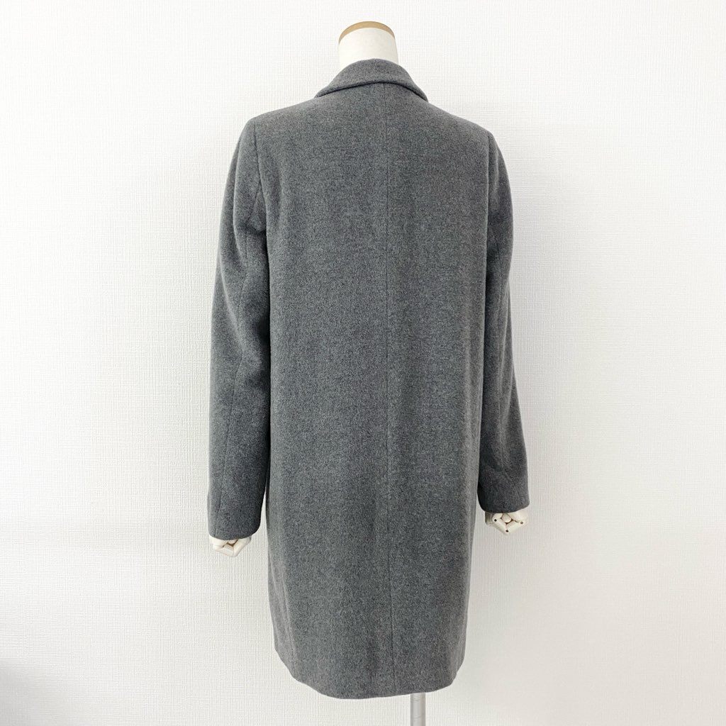 47g6 《美品》 LARDINI ラルディーニ カシミヤ混 ダブル チェスターコート ロングピーコート ブートニエール 40 グレー イタリア製