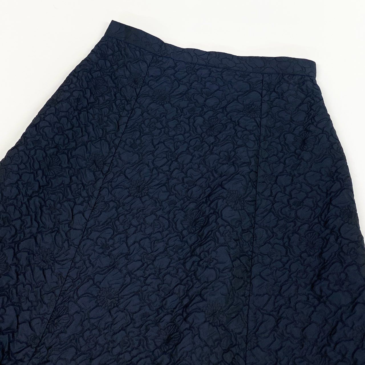 77b27 【新品タグ付き】ERDEM アーデム A LINE MINI SKIRT ジャガード ティアードスカート サイズ8 ネイビー レディース 女性用k02i