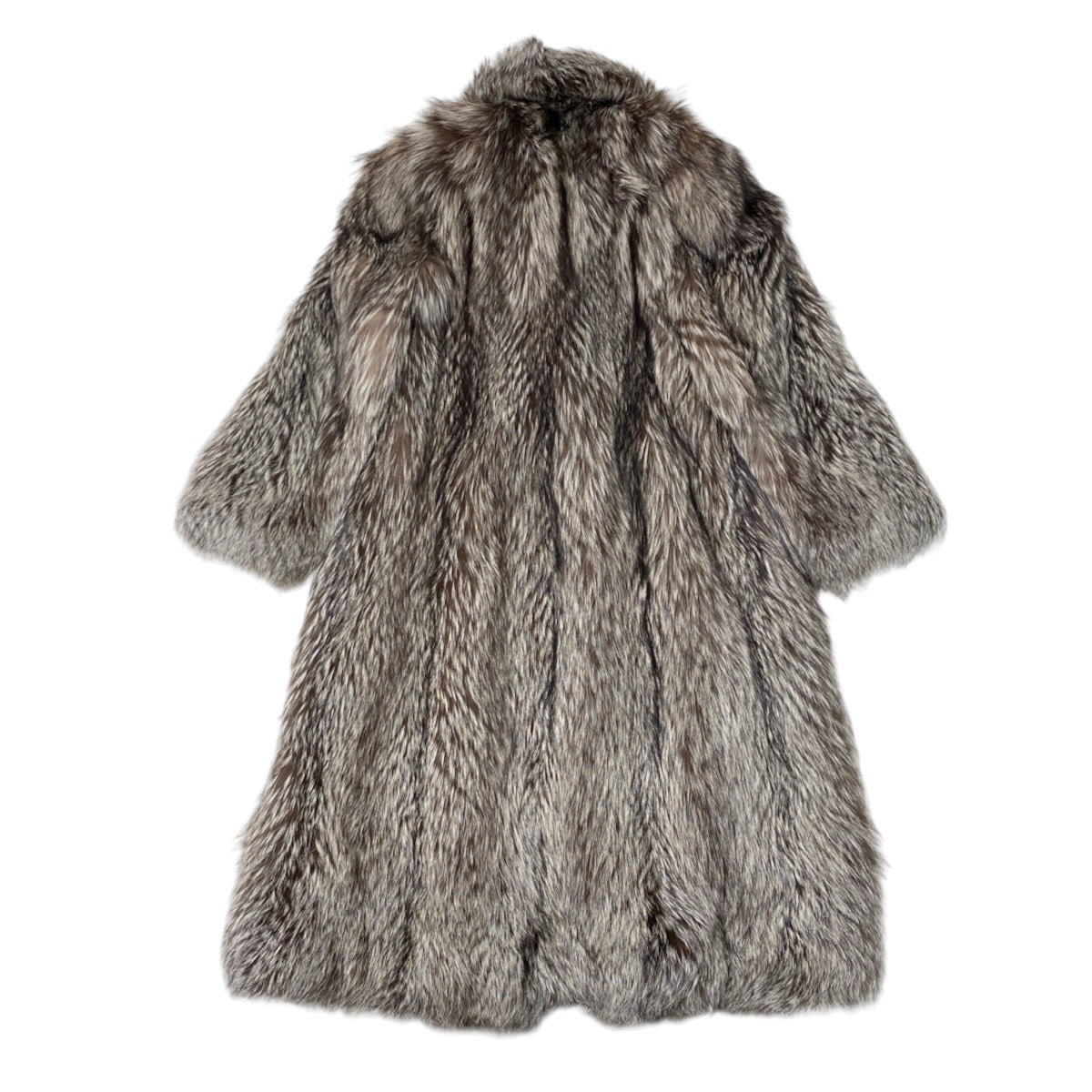 52i24 シルバーフォックス 極厚 超ロングコート 丈120cm サイズ13 本毛皮 Silver Fox Fur Long Coat リアルファーt18r