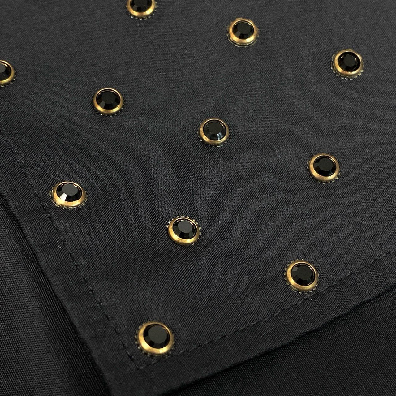 31b11【美品】LEONARD レオナール トレンチコート 美しい花柄プリント ラインストーン 金ボタン 0388450 13Rサイズ ブラック コットン100％ レディース 女性用u02t