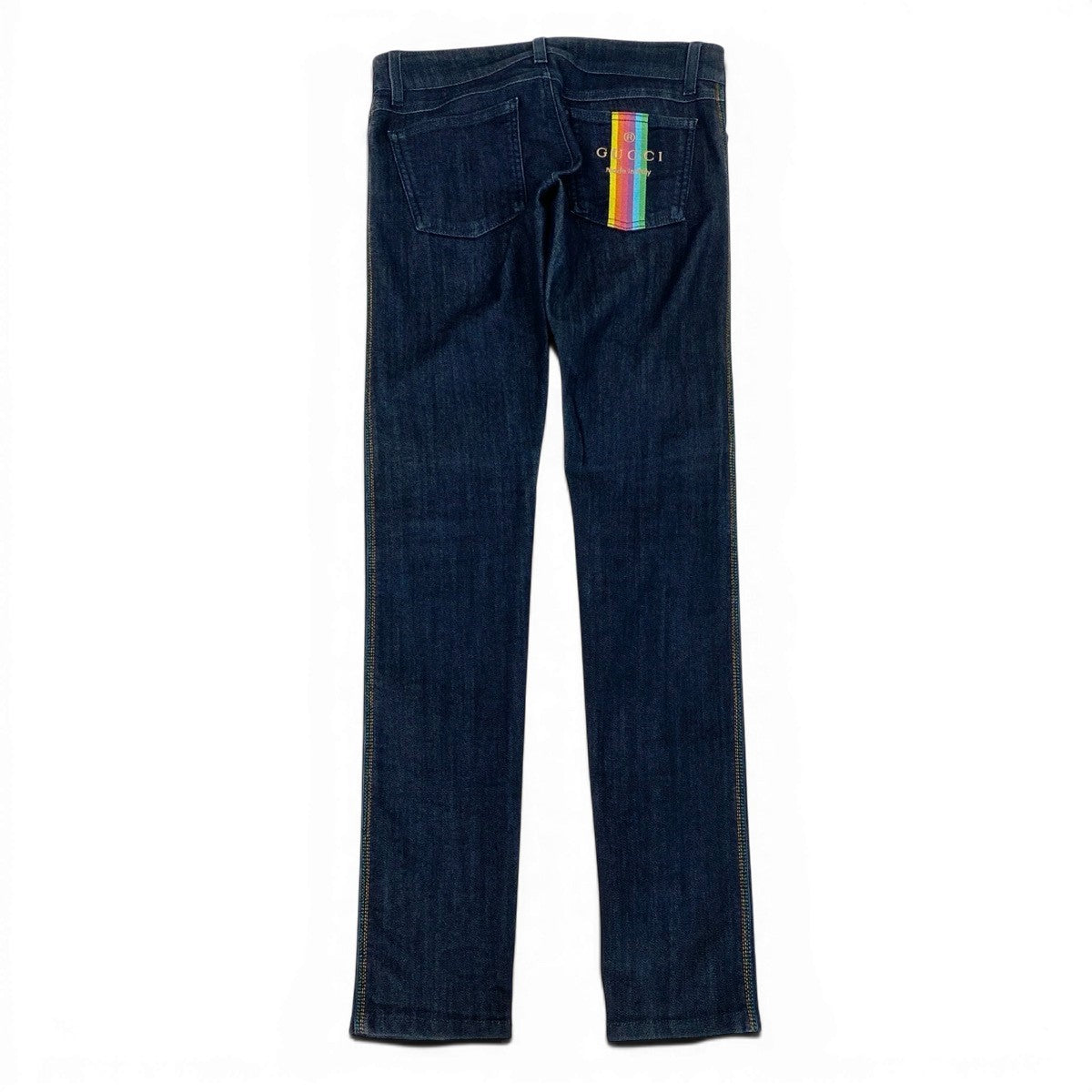 13f6 E GUCCI グッチ ロゴ刺繡 スキニーデニムパンツ 虹 レインボー 310228 XD051 サイズ38 濃紺 レディース 女性用u02t