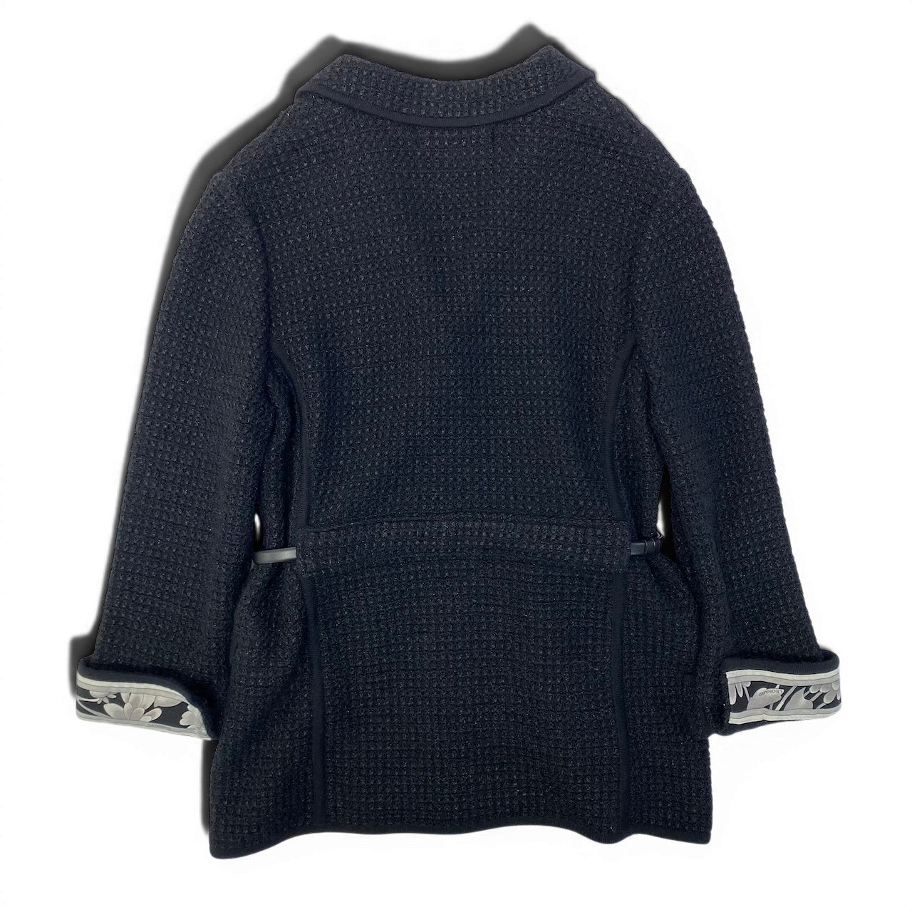 9e11 《美品》 LEONARD レオナール ラメツイードジャケット 0387737 サイズ42 ブラック 美しい花柄プリント 女性服t18r