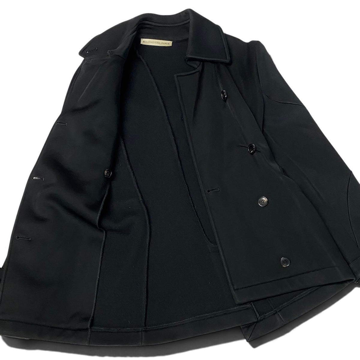 j29 【美品】BALENCIAGA 2009年 ニコラ期 異素材切替ジャケット フランス製 36サイズ ブラック レディース 女性用k02i