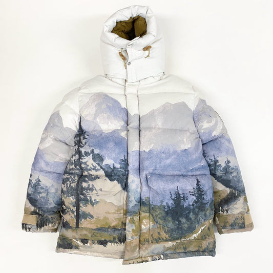 85j20 《美品》 GUCCI グッチ × THE NORTH FACE ノースフェイス トレイルプリント フーデッド ダウンジャケット 670603 XL ホワイト ガーメントカバー ハンガー付t18r