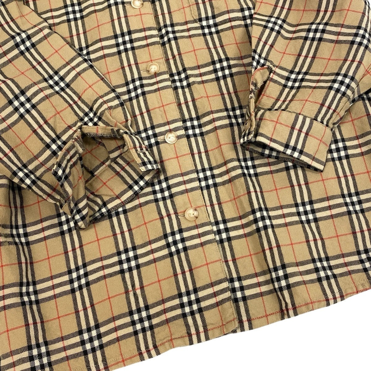 Ih11 Burberrys バーバリー ノバチェック ロングスリーブシャツ サイズ13 ベージュ ウール100％ レディースo07t