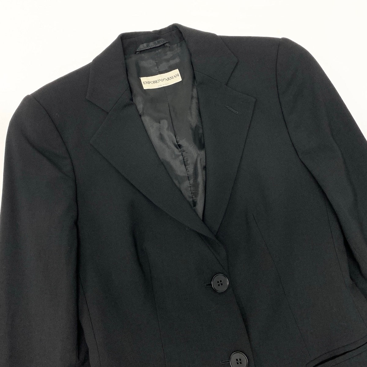 55e19 EMPORIO ARMANI エンポリオアルマーニ セットアップスーツ シングルスーツ フォーマル ビジネス サイズ36 ブラック レディース 女性服u02t