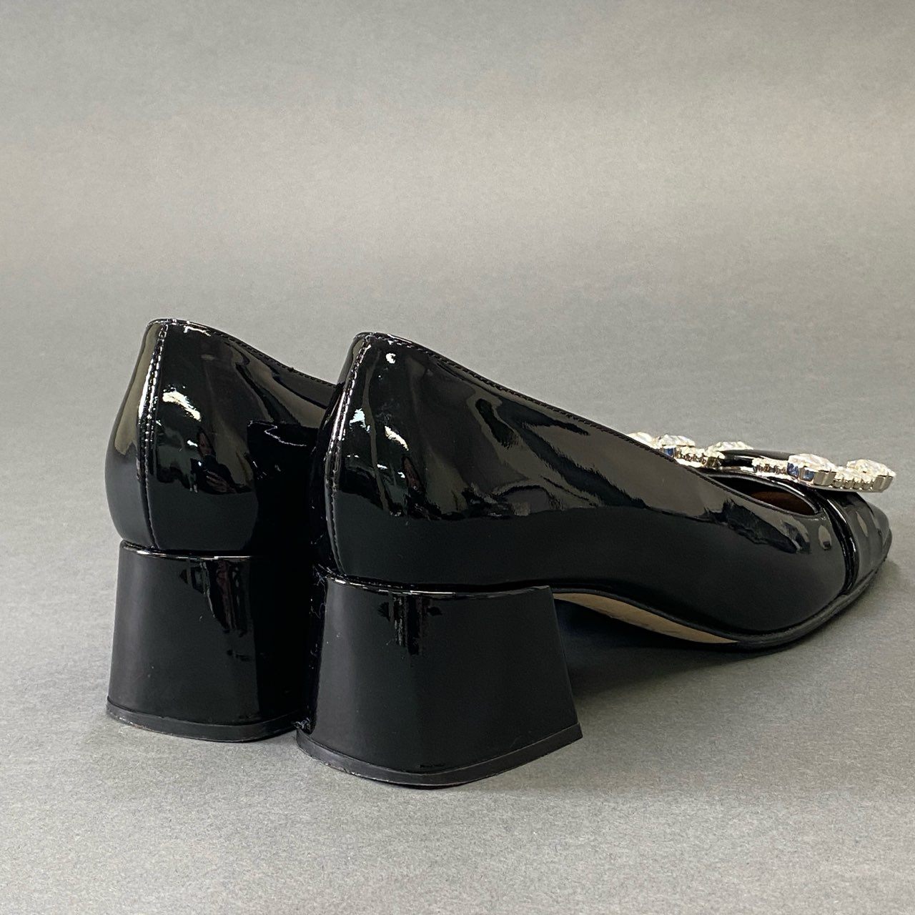 8g8 定価￥166.100 sergio rossi セルジオロッシ SR PRINCE PUMPS プリンス クリスタルビジュー パンプス 38 ブラック エナメル シューズ 保存袋有