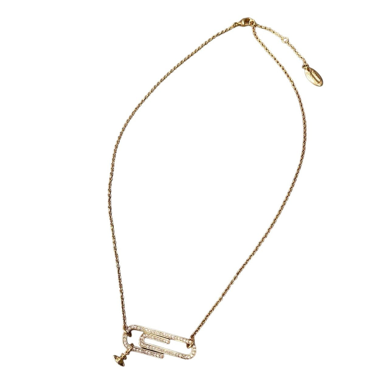 h11 《美品》 Vivienne Westwood ヴィヴィアンウエストウッド ORB クリップデザイン ラインストーン ネックレス ゴールド アクセサリーt18r