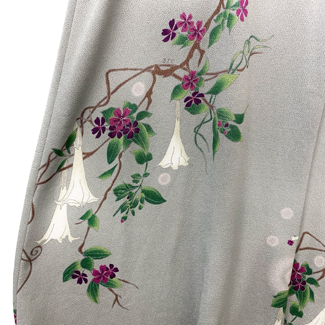 5c3 【美品】 SHISENDO TOMO COLLECTION 詩仙堂 ノースリーブワンピース 花柄プリント ハイネック ちりめん レディース 女性服 ライトグレー ポリエステル100％u02t