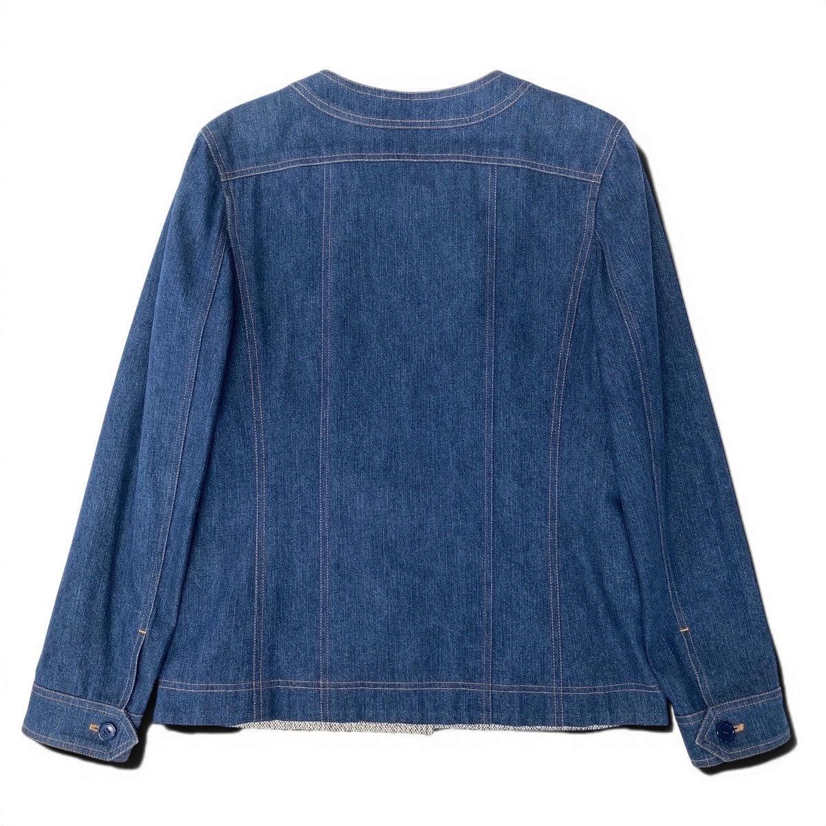 Cf12 CHANEL 1999年 ノーカラーデニムジャケット コットンジャケット アウター P12461 40サイズ インディゴ コットン100％ レディース 女性用u02tu02t
