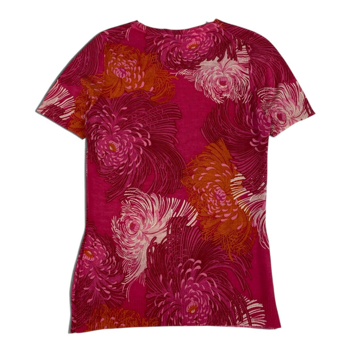 67j6 【極美品】GUCCI グッチ 半袖ニットカットソー シルクニットセーター 花柄  イタリア製 Sサイズ ピンク レディース 女性用u02t