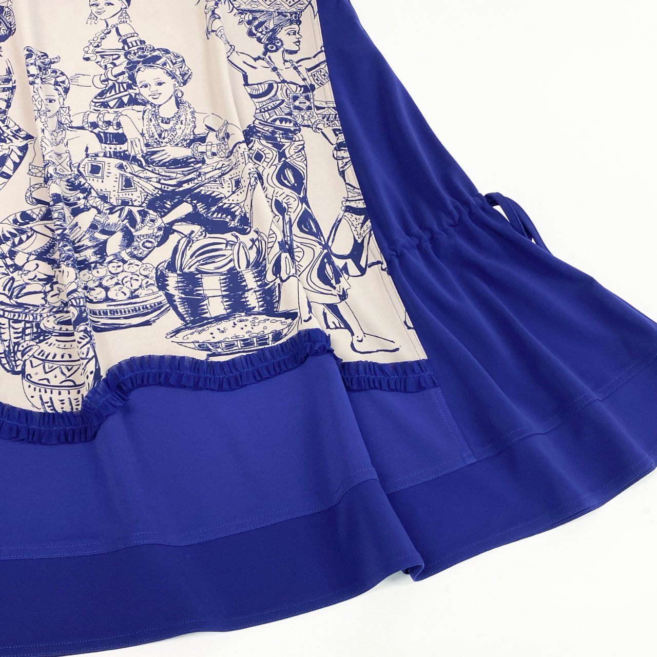 2k19 TOKUKO 1er VOL トクコプルミエヴォル 半袖 チュニックワンピース トップス Aライン 伸縮ストレッチ 9 ブルー系 レディースu02t