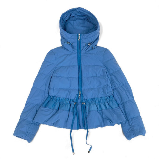 12L15 M‘S GRACY エムズグレイシー ペプラムショートダウンジャケット ショート丈 アウター 38 ブルー レディースk02i