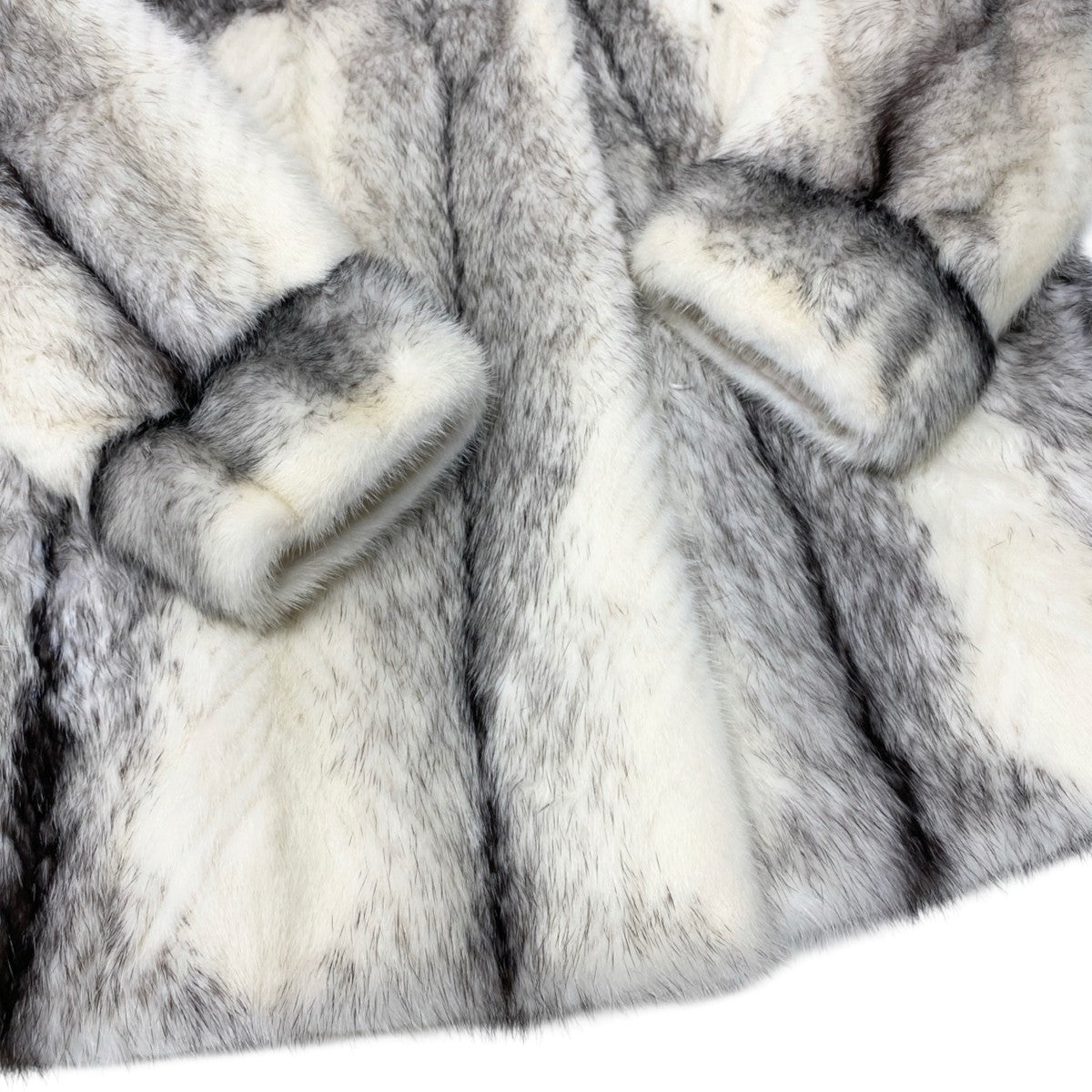 36j8 毛皮コート クロスミンク ミンクファー サイズfree ホワイト ブラック系 Mink Fur レディースu02t