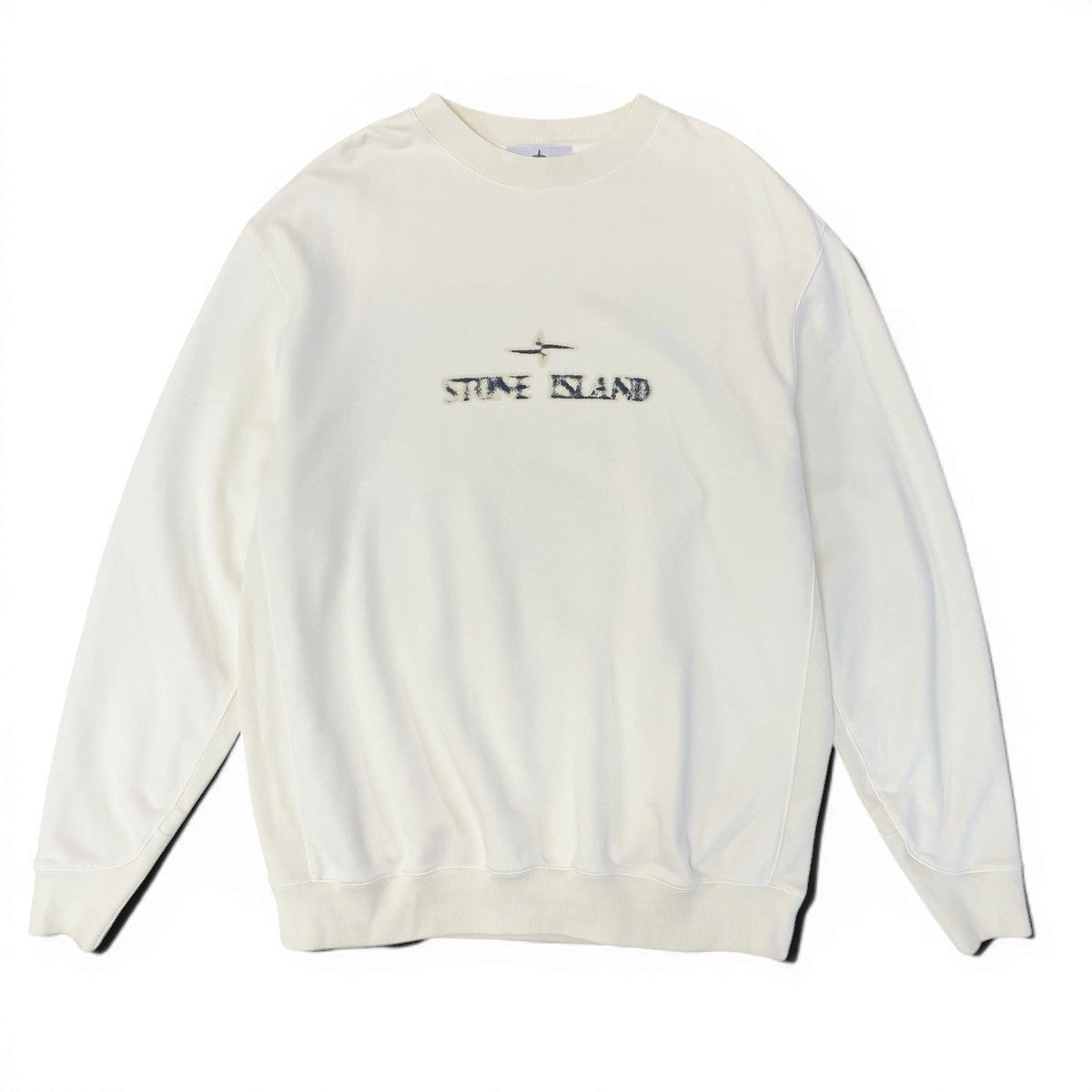 38f18 《美品》 STONE ISLAND ストーンアイランド ロゴプリントスウェット トレーナー サイズXL アイボリーt18r