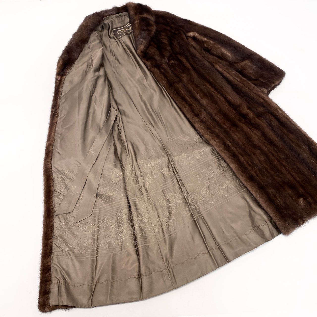 32k28 GRACE グレース デミバフミンク 着丈110cm 超ロングコート 11 ブラウン 本毛皮 MINK FUR リアルファーt18r