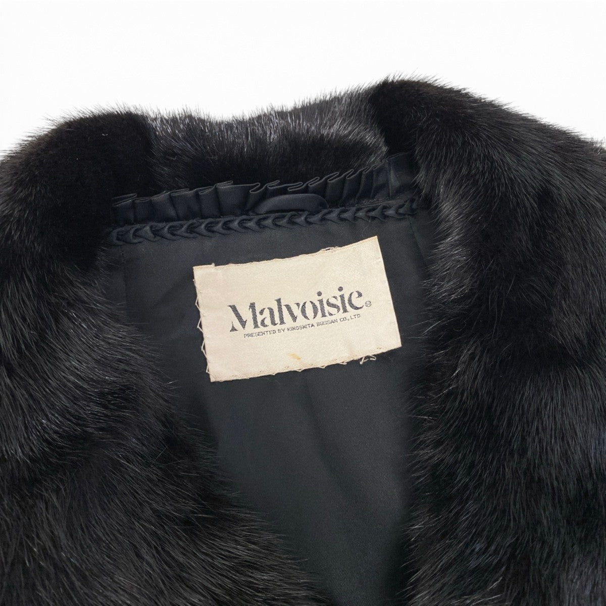 69i24 Malvoisie ダークミンク ロングコート サイズ13 ブラック 本毛皮 Dark Mink Fur Long Coat リアルファーt18r