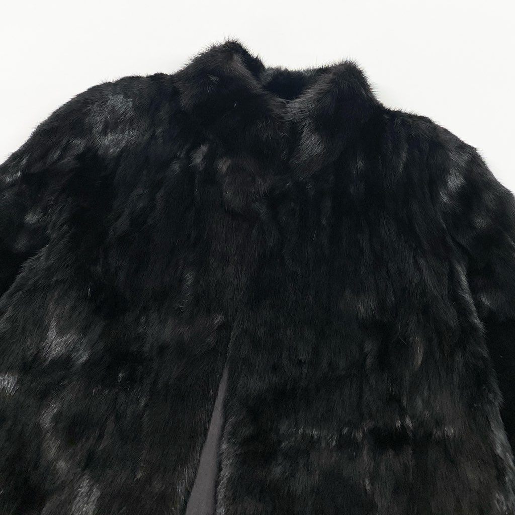 10L15 ダークミンク 丈115cm 超ロングコート サイズ9号 ブラック 本毛皮 MINK FUR リアルファー 毛質◎t18r