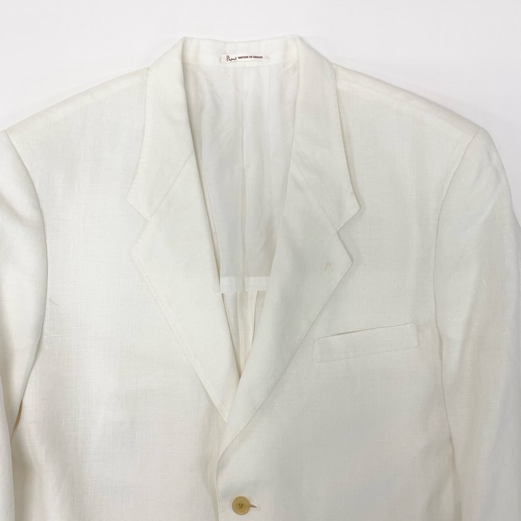 40l25 Papas パパス テーラードジャケット サマージャケット ブレザー 50 ホワイト リネン メンズ 紳士服u02t