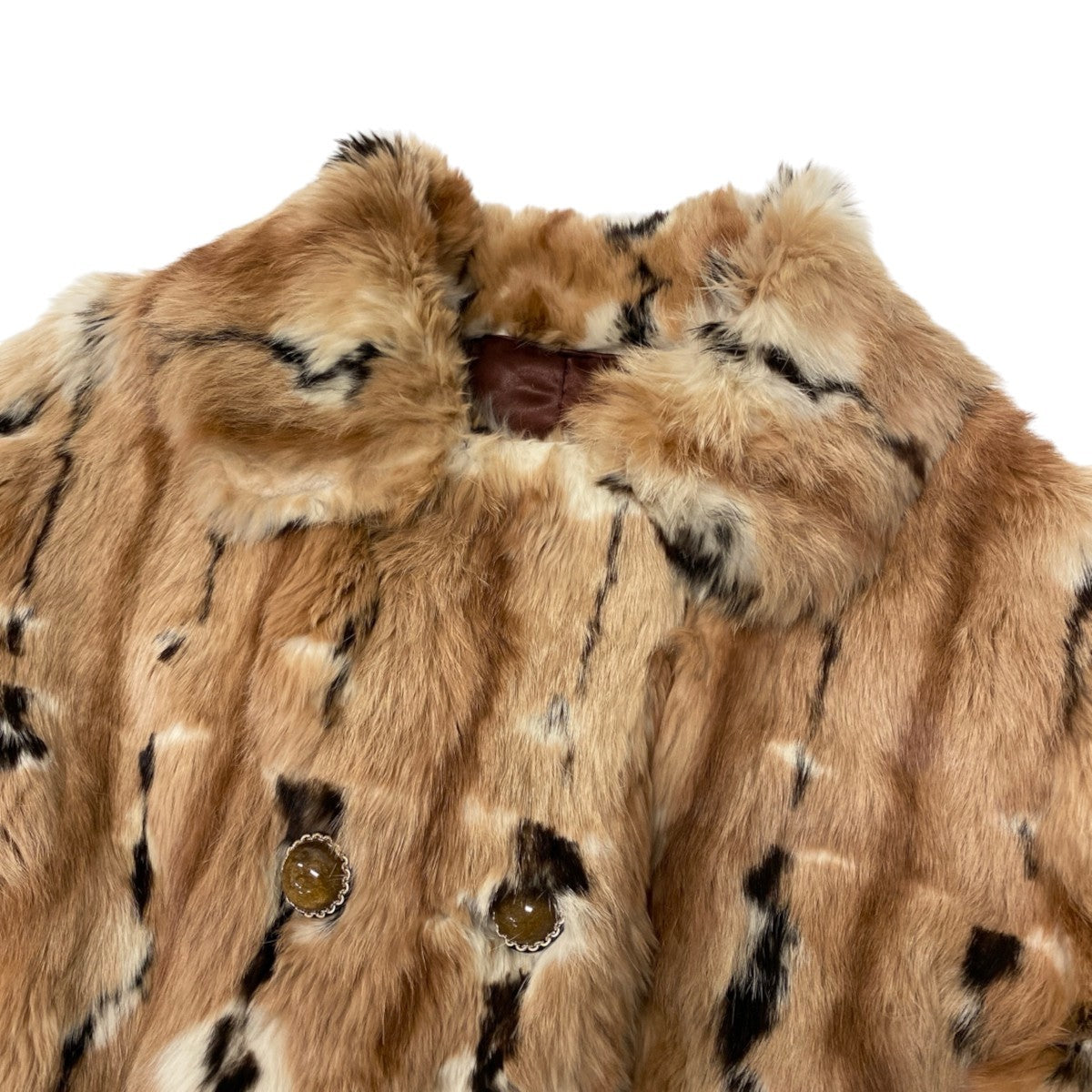 75i24 リアルファー ロングコート サイズF 茶系 本毛皮 Vintage Real Fur Long Coat ダブルt18r