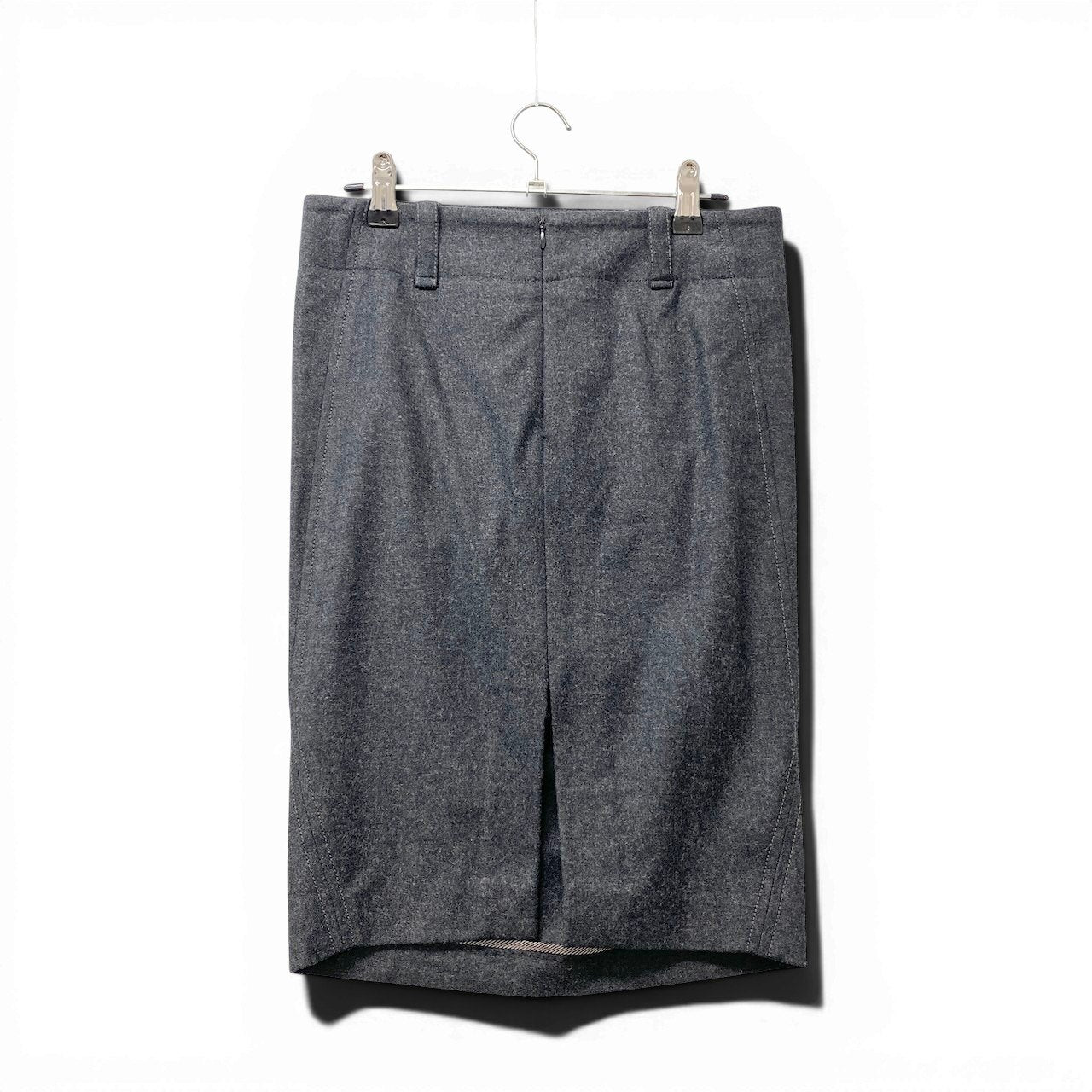20f16 BRUNELLO CUCINELLI ブルネロクチネリ 膝丈スカート タイトスカート ウールブレンド イタリア製 サイズ38 ダークグレー レディース 女性用u02t