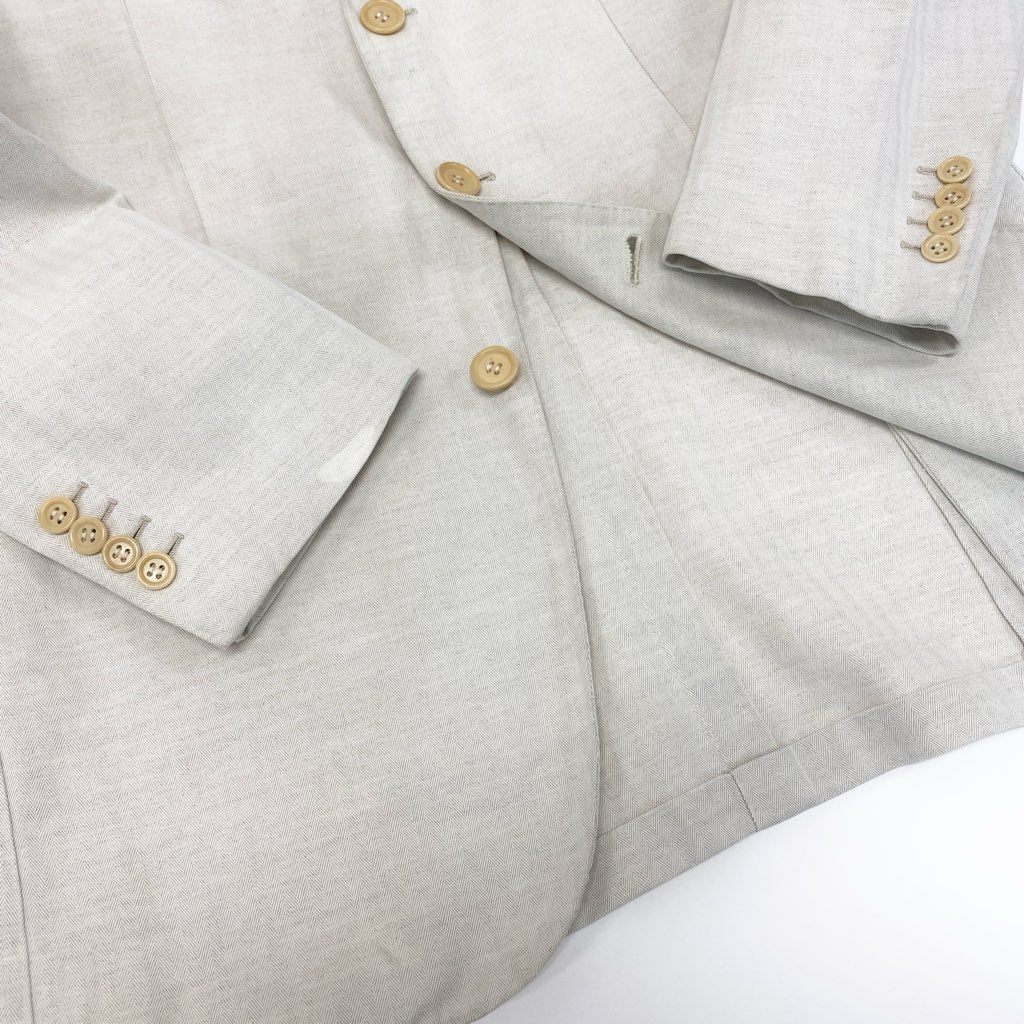 40l25 ORAZIO LUCIANO オラッツィオルチアーノ テーラードジャケット サマージャケット ブレザー 44 ホワイト ヘリンボーン コットンリネン メンズ ビームス購入u02t