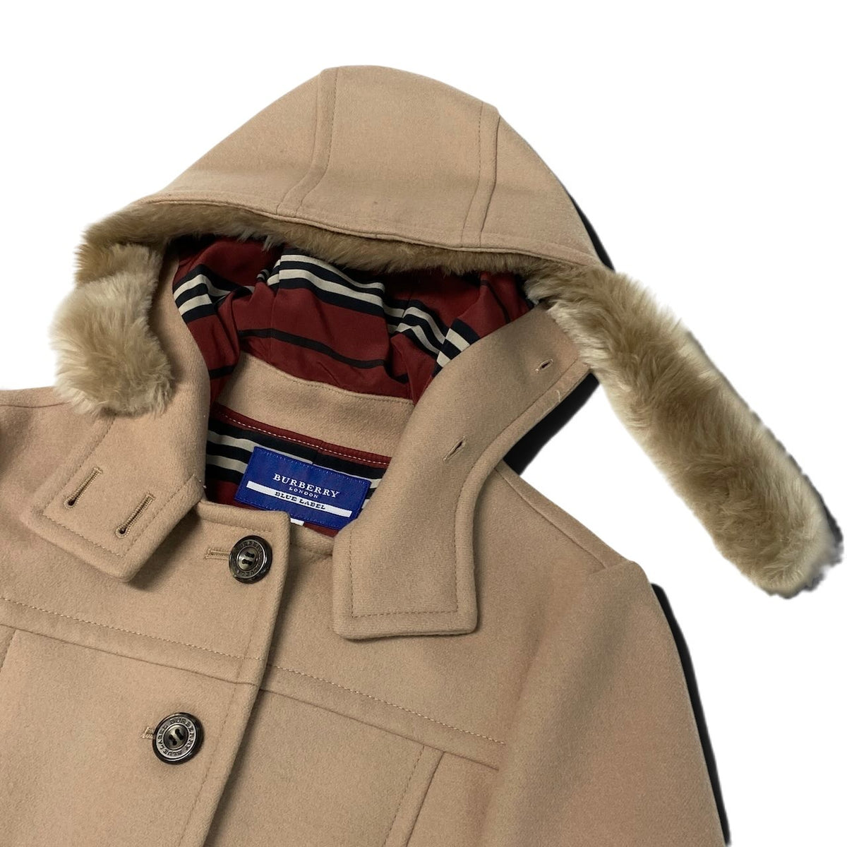 j29 【美品】BURBERRY LONDON ダッフルコート ウールコート アウター 38サイズ ベージュ ウール100％ レディース女性用u02t