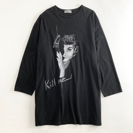 27h7 Yohji Yamamoto POUR HOMME ヨウジヤマモト プールオム 21SS Kill Me Print Big Long Sleeves T-Shirt Tシャツ 3 ブラック オーバーサイズ