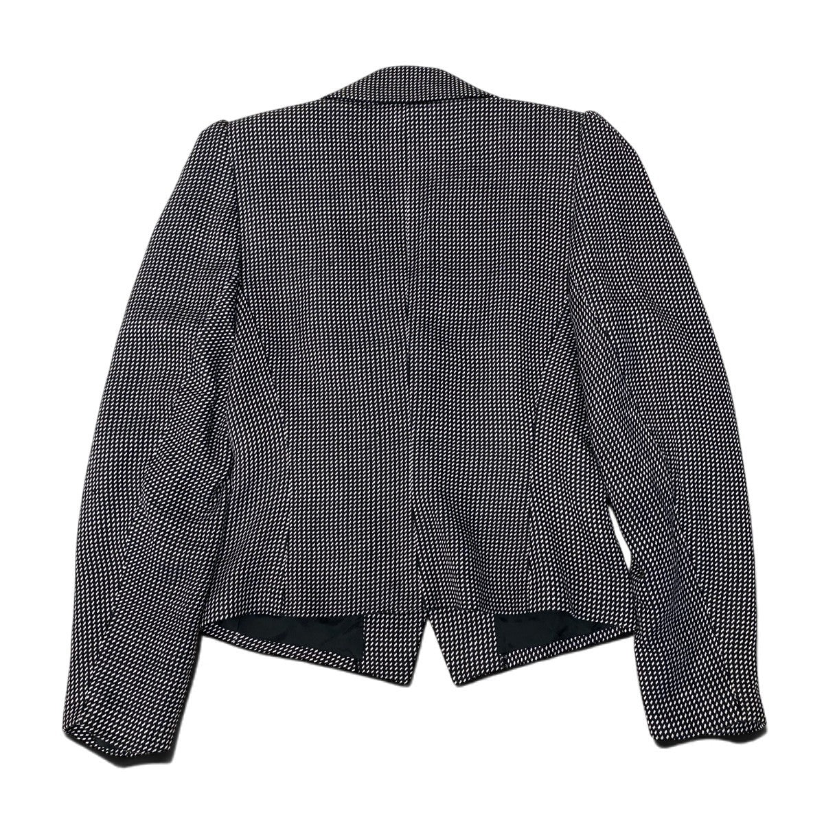 87h25 YVES SAINT LAURENT イヴサンローラン テーラードジャケット 総柄 シルクブレンド サイズM ブラック ホワイト レディースo07t