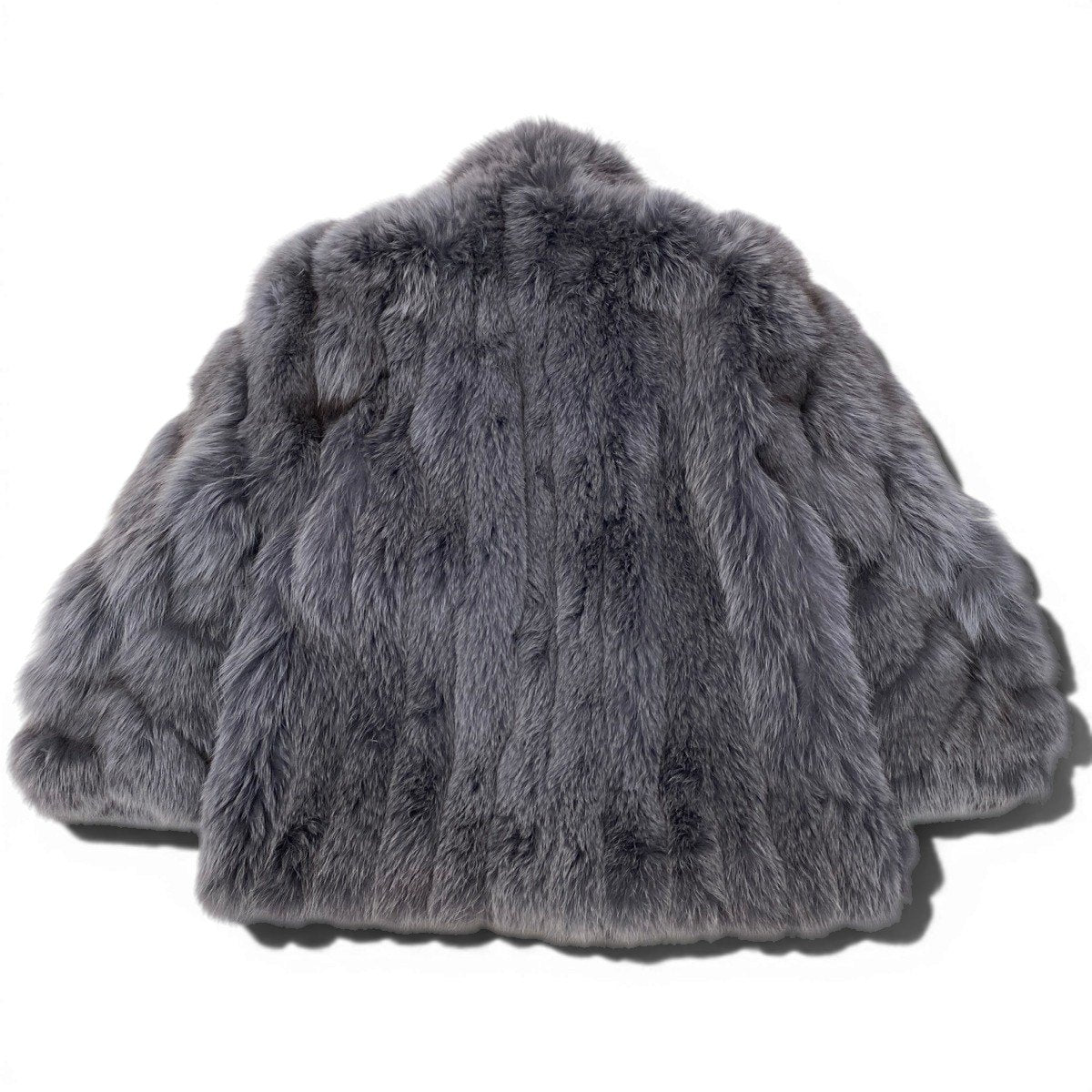 90h8 SAGA FOX サガフォックス 銀サガ 袖段 染め ブルーフォックス ファーコート F グレー 最高級本毛皮 Dyed Fox Fur Coatt18r