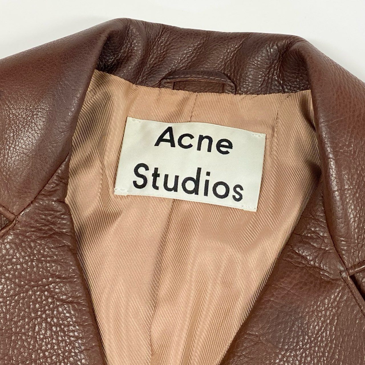 33i25 《美品》Acne Studios アクネストゥディオ ダブルライダースジャケット カーフレザー 牛革 切替デザイン Gibson 44サイズ ブラウン メンズk02i