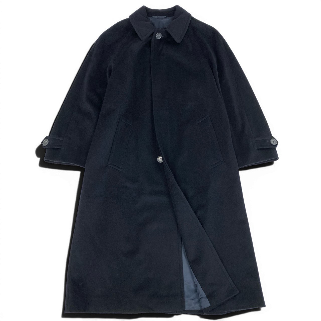 37d14 BOSS HUGO BOSS ボス ヒューゴボス ステンカラーコー ト ロングコート ロロピアーナ生地 ウールカシミヤ混 サイズ46 ブラック メンズ 紳士服o07t