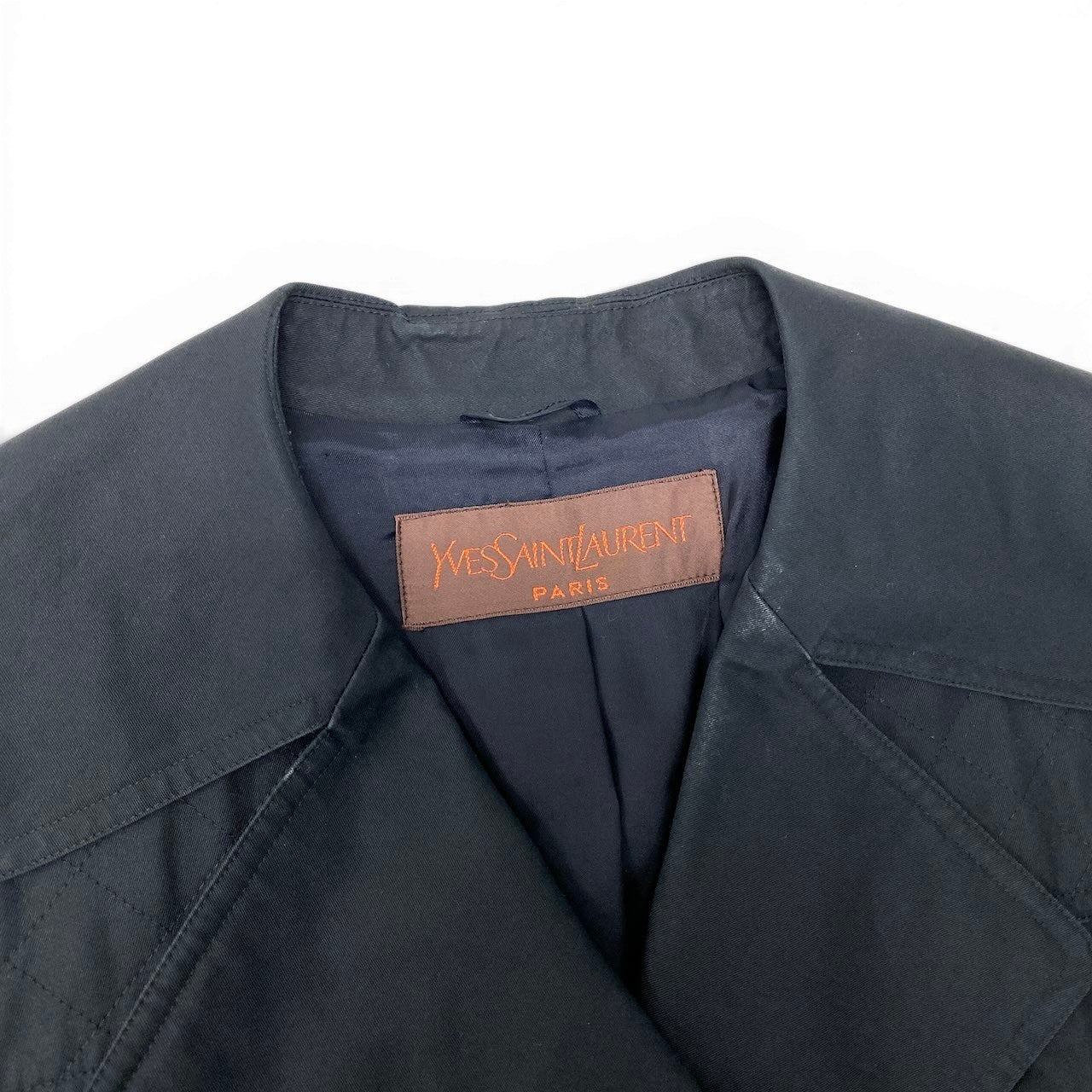 91g27 YVES SAINT LAURENT イヴサンローラン トレンチコート ロングコート ブラック レディース 女性用o07t