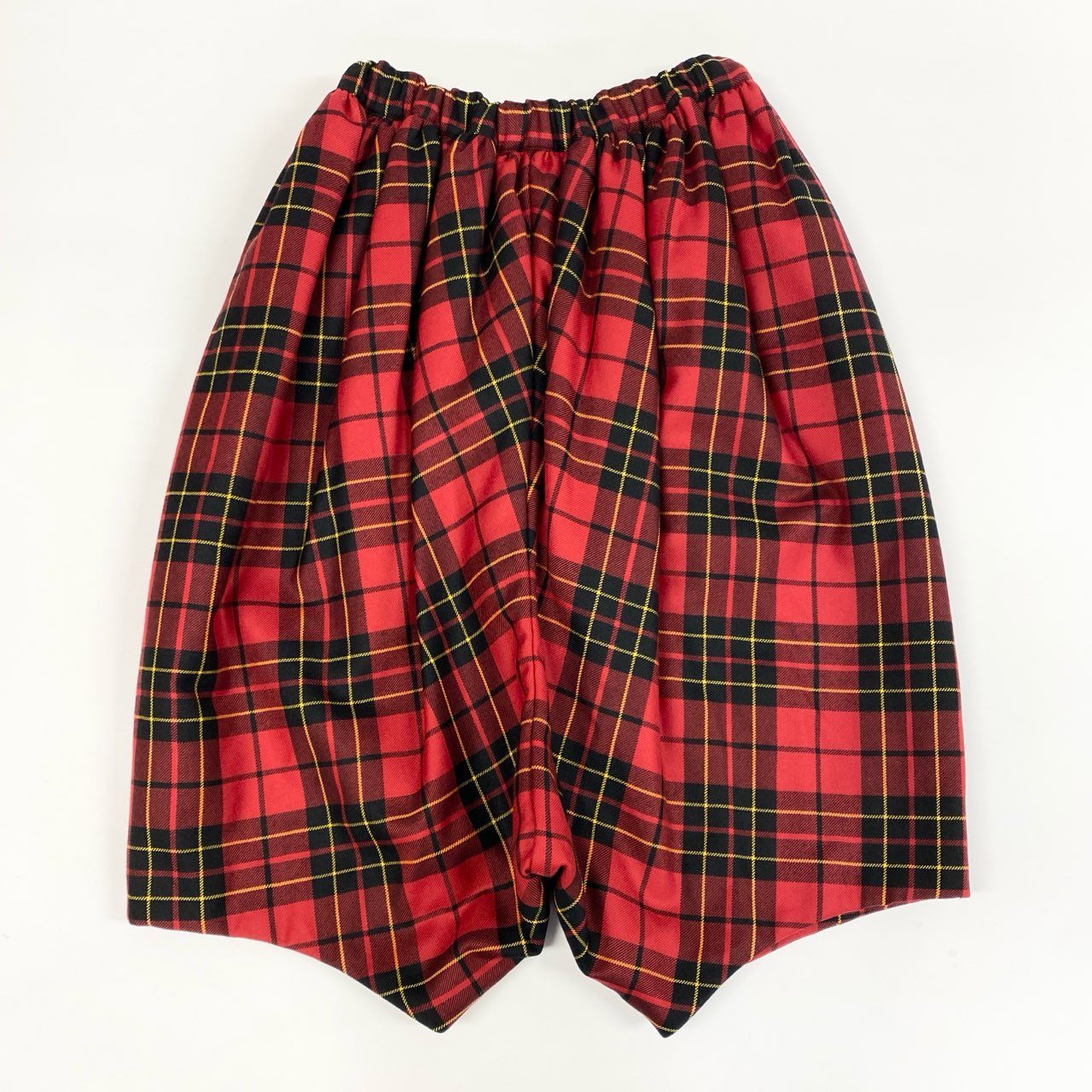 2j27 COMME des GARCONS コムデギャルソン 10aw サルエルパンツ クロップドパンツ ハーフ チェック柄 中綿 ウエストゴム 日本製 GF-P040 S レッド ブラック イエローo07t
