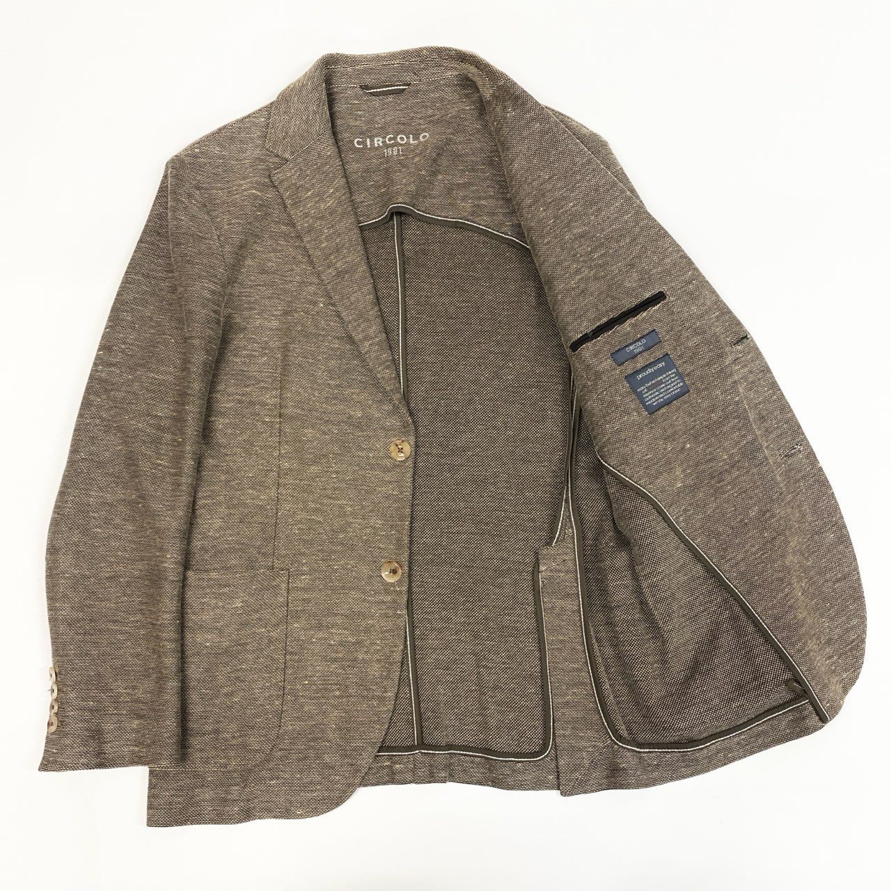 22a23 CIRCOLO 1901 チルコロ テーラードジャケット アンコンジャケット ジャージー生地 48 ブラウン系 メンズu02t