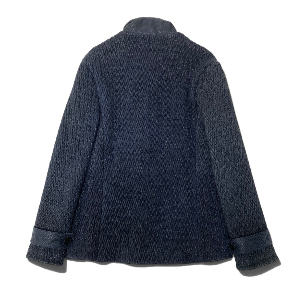 78j8 GIORGIO ARMANI ジョルジオアルマーニ 羊革 レザーギャザー ジップジャケット サイズ52 ブラック ラムレザーt18r