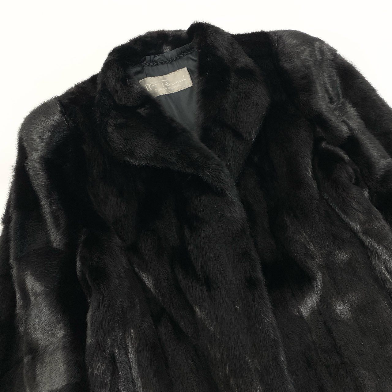 45a15 SAGA MINK サガミンク 銀サガ 横段 ダークミンクコート サイズ7 ブラック 最高級本毛皮 Mink Fur Coatt18r