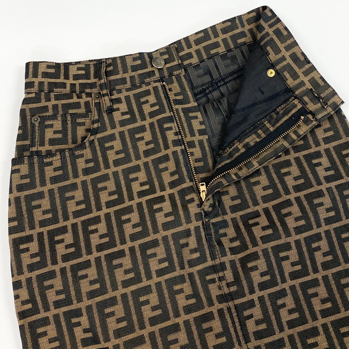 4h10 FENDI フェンディ ズッカ柄 タイトスカート ミニスカート  42 ブラウン レディースu02t