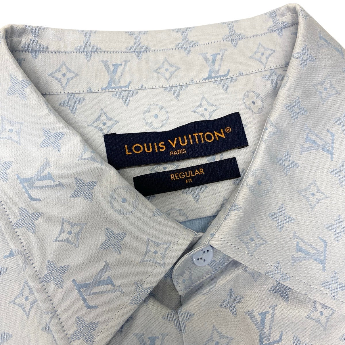 Mf18《未使用品》 LOUIS VUITTON ルイヴィトン 25SS モノグラム 半袖シャツ Monogram Short Sleeved Shirt サイズ42 ブルー タグ付t18r